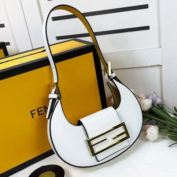 Fendi Leather White Calf Mini Bag In Hobo Cookie 0505